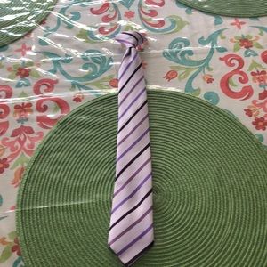 Purple striped clip - on tie